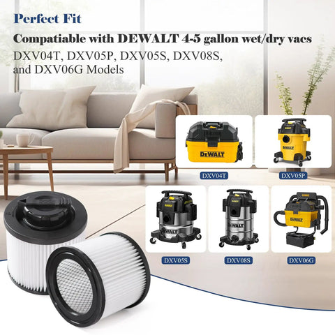 One Pack DXVC4001 Vacuum Filter Replacement for 4-5 Gallon Wet Dry Shop Vac Models DXV04T DXV05P DXV05S DXV08S DXV06G displayed