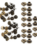 30 Pack Brass Book Rivets With Knurling Flat Leather Binding Buttons For DIY Leather Craft 9.5 By 4 Millimeter Nails