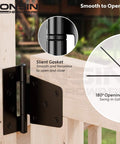 3.5 Inch Heavy Duty Strap Gate Hinges Kit For Wooden Gates Vinyl Fence And Barn Doors 4 Pcs Black installed on wooden gate