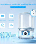 Rechargeable Mini Portable Washing Machine For Underwear And Baby Clothes Compact Travel Laundry Cleaner lightweight design with 4000mAh battery.