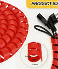 Heavy Duty Spiral Hose Wrap Protector Cover For Hydraulic Lines Half Inch Hdpe Cable Guard Sleeve Oil Heat Uv Abrasion Resistant Shield Twenty Five Foot Red armor with size measurement.