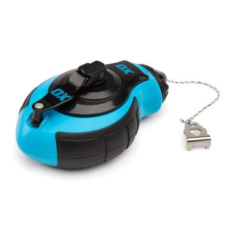 Chalk Line Kit With 100 Ft Thick Line Curved Hook 6 To 1 Gear Ratio Metal Handle Easy Top Load Ergonomic Shape And Rubber Grips Built For Deck Builders Framers And Roofers