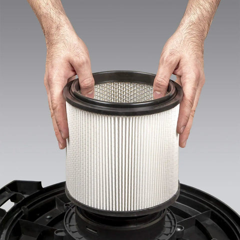 Fine Dust HEPA Cartridge Filter And Retainer For Vacuum Cleaners, Fits Most 5 To 20 Gallon Units, Captures Allergens, Mold Spores And Pollen, No Fuss Install Keeps Floors Clean And Dust Free