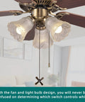 Old School Retro 42 Inch Indoor Ceiling Fan With Pull Chain And Three LED Light Bulb Sockets Bulbs Not Included Traditional 3 Speed Reversible Blades Antique Style For Living Room Or Bedroom