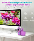 Kid Friendly Digital Microscope Handheld Miniscope With 4K 2.0 Inch Screen Rechargeable Portable Magnifier 1000x Zoom STEM Learning Toy Gift With Slides Kit For 4 To 12 Year Olds Violet, USB-C charging