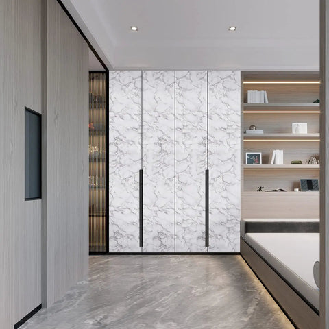 White Grey Marble Peel And Stick Contact Paper 24 Inch By 394 Inch Glossy Self Adhesive Marble Wallpaper on wardrobe doors