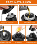 Instructions for 16oz Replacement Torch Canisters Pack Of 4 For Bamboo Lantern Outdoor Torches, showing refill and lighting steps.
