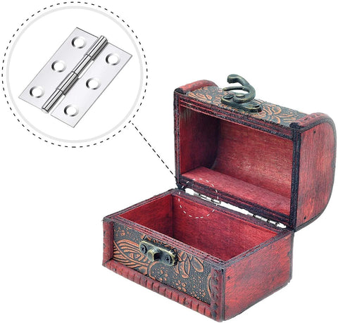 Close-up of stainless steel 2-inch folding hinge for doors/windows with screw holes.