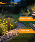 8 Pack Low Voltage Landscape Lighting Kit With EZ All In One Setup for quick install dusk to dawn control near pathway and remote