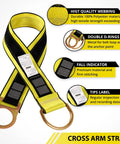 Heavy Duty Fall Protection Strap Set, 2 Pack, 6 Foot Cross Arm Anchor Straps With Double D Rings, durable webbing, labels visible