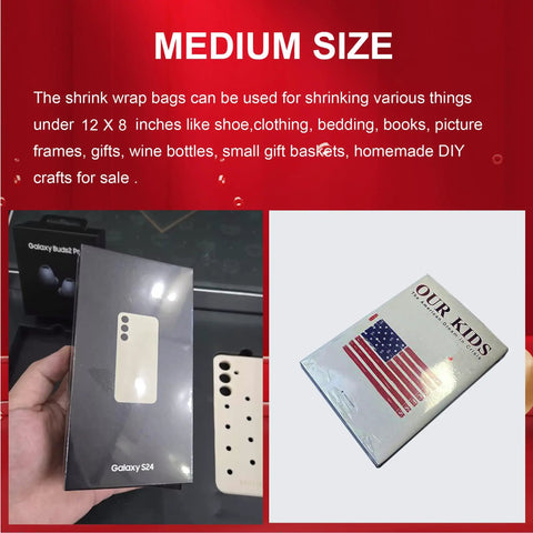 Crystal Clear 100 Count Heat Shrink Pouches Solid Bang For Your Buck Shrink Wrap Bags for items under 12 x 8 inches.