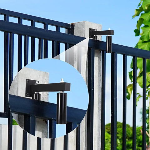 Slide Gate Guide Roller With UHMW Nylon Guide Wheel And Built Tough Iron Bracket, Adjustable Gate Pulley To Prevent Gate From Falling, Two And A Half Inch Diameter Wheel, Six Inch Length, Four By Four Inch Mounting Bracket