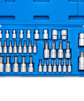 35 Piece Torx Bit Socket And ETorx Star Socket Set For Heavy Duty Torque in case, S2 Steel, CrV, different drive sizes visible