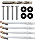 Heavy Duty Steel Stud TV Mounting Kit For Fixed And Tilt Sets Secures Flat Screens Up To 175 Pounds On Metal Walls includes drill bit, screws, washers, and anchors.