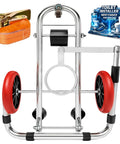 Toilet Lift Cart With Wheels, Seat Lifter, And Plumbing Dolly For Disabled Use, shown with red wheels and metal frame