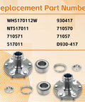 Image of Two Piece Front Wheel Hub Bearing Kit That Keeps Your Ride Rolling Smooth For 1996 To 2001 4Runner And 2001 To 2007 Sequoia 1999 To 2004 Tacoma And 2000 To 2006 Tundra 2WD Only Not Fit 4WD Or AWD Replacement Parts WH5170112W NT517011, showing components and replacement part numbers.
