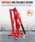 Badass Heavy Duty Folding Engine Crane With Manual Lever 4400 Lbs Hydraulic Cherry Picker Shop Lift in portable foldable design.