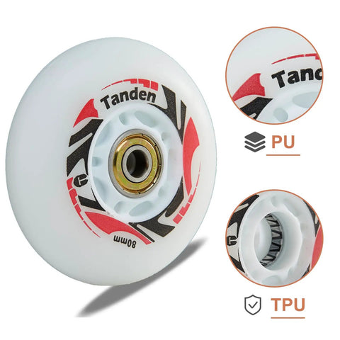80mm Inline Skate Wheels With ABEC-9 Bearings, Sick Light Up Replacement Wheels 8 Pack For Inline Skates with TPU and PU materials