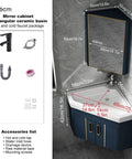 Sleek Wall Mount Vanity Sink With Floating Cabinet And Brushed Nickel Faucet Real Easy Install For Tiny Bathrooms And Urban Condos Compact Corner Basin Shown In Crisp New Tones with mirror, dimensions displayed.