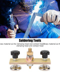 Heavy Duty Magnetic Ground Wire Clamp For Welding With Insulated Holder used for soldering, featuring brass clamping head and sturdy base.