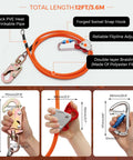 Heavy Duty Tree Climbing Rope With Steel Core Flip Line Half Inch Twelve Feet Triple Lock Carabiner Adjuster Steel Swivel Snap