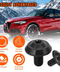 Upgraded Titanium Coolant Bleeder Screw Kit With O Ring In Black Finish For Alfa Romeo Giulia Stelvio 2.0T 2.2 JTDm And 2.9L Twin Turbo V6 Engines Easy Install Durable Metal Hardware For A Leak Free Cooling System shown with car background