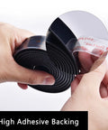 Heavy Duty Reclosable Fastener Tape In Black, showing high adhesive backing, ideal for toolboxes and quick fixes.
