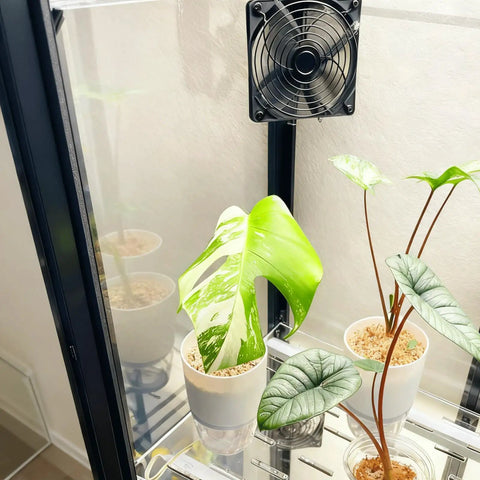 Adjustable Fan Grill Mount Bracket For Secure Ventilation In Cabinets And Greenhouses Easy Clip On Fit For 120mm And 80mm Fans Durable Plastic Construction Universal Mounting For Wood Cabinets And Shelving