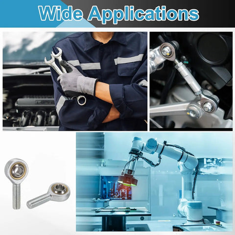 4 Pcs SA12T/K Rod End Bearings With 12mm Bore M12x1.75 Left Hand Male Thread Jam Nuts Chrome Steel Self-Lubricating Joints on linkage and robot arm