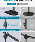 Comparison of adjustable desk microphone stand with weighted base and soft grip twist clutch versus other stands