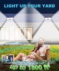 Ultra Bright Solar Outdoor Lights With 358 LEDs And Up To 3000 Lumens, Motion Sensor Floodlight illuminating a yard up to 1800 sq ft