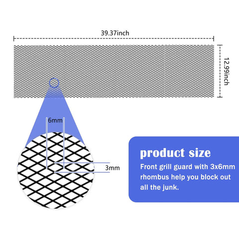 Dimensions of Trimmable Car Grill Mesh Made From Aluminum Alloy Universal Mesh Grill Insert Fits Front Bumper Hood Air Vents And Spoiler