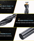 Beast Mode No 16 Drill Bits M2 High Speed Steel With Straight Shank, 135 Degree Split Point, Nitrided Black Finish features