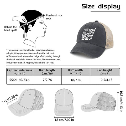 Size guide illustration for Lightweight Summer Trucker Cap For Men With Adjustable Buckle Cool Casual Baseball Style Hat