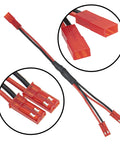 3Pcs JST Plug Splitter Y Harness Cables for RC Cars and Drones with 1 Female to 2 Male connectors, black and red wires.