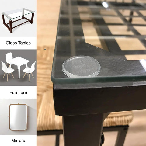 Round Clear Adhesive Bumpers Combo Large And Medium Self Stick Rubber Pads For Glass Table Tops Furniture Laptops And Mirrors Protect Your Stuff 20 Pcs Transparent used on table edge