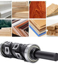 Aolidsive Flush Trimming Router Bit With Reversible Carbide Insert And Precision Bearing For Zero Deviation Cuts On Mdf, Hdf & Plywood Panels Featuring 1/2 Inch Shank with various wood types.