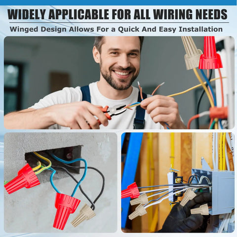 Heavy Duty Beefy Winged Tan Wire Nut Kit 1200 Pcs For 12 Gauge To 22-8 AWG connectors used in electrical installations.