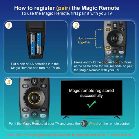 Instructions for pairing Voice Magic Remote Replacement With Pointer And Voice Control For Smart OLED WebOS TVs
