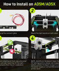 Installation guide for Lit LED Light Strip For Adventurer 5M Pro 3D Printer, highlighting step-by-step setup instructions.