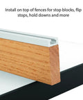 Forty Six Inch Premium Aluminum Mini T Track For Jigs And Fixtures with wood base and smooth groove for clamps.