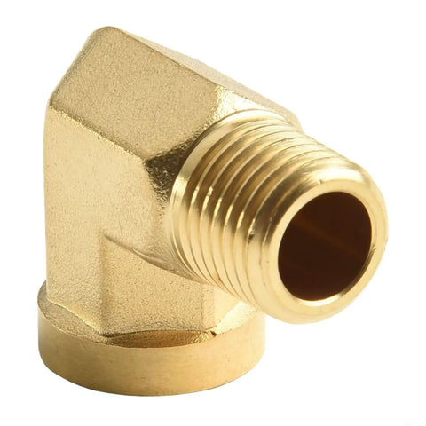 Kick Ass 90 Degree Solid Brass Elbow Fitting 1/4 Inch NPT Male X Female Right Angle Pipe Adapter For Hydraulic Gas Water Systems Heavy Duty Leak Proof Seal Built Tough CA360 Forged Brass Rated High Pressure 1200 PSI No Fail Performance All Jobs