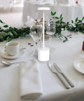 LED Cordless Table Lamp 10.25 Inch Portable Battery Powered Desk Light White Finish With 5000mAh Battery on dining table