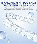 Retainer Cleaner Machine For Dentures And More Like Mouth Guards Braces Toothbrush Heads And Jewelry With 220ml Tank UV Light Digital Timer Two Cleaning Modes No Fuss Ultrasonic Scrub For All Dental Appliances White 43KHz deep cleaning
