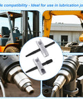 Beefy 2-Piece Alloy Steel 4-Way Grease Zerk Fitting Tool For 1/4-28 SAE, 1/8-NPT, M8x1, M10x1 Threads with machinery