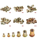 Top Notch Flat Head Rivet Nuts M3 To M12 Zinc Plated Steel With Knurled Grip For Heavy Duty Fastening assorted sizes.