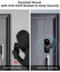 Anti Theft Doorbell Mount 2Nd Gen Adjustable 45 To 135 Degrees No Drilling Camera Mount Bracket installed on door with security feature.
