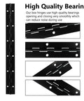 Top Shelf 4 Pack 12 Inch Black Piano Hinges Heavy Duty Continuous Metal Bar For Cabinet Doors Pianos Mailboxes Junk Drawers And Secure Storage Boxes Includes Mounting Screws close-up of black continuous hinge showing high-quality bearings.