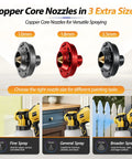 Copper core nozzles in 1.0mm, 1.8mm, and 2.5mm sizes for Heavy Hitter Cordless Paint Sprayer With Dual 20V Rechargeable Batteries And Hvlp Paint Gun Kit.