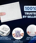 All In One Trading Card Shipping Kit With 200 Card Protectors, 100 Self Seal Bubble Mailers, 420 Card Sealing Stickers And Instruction Sheet For TCG MTG Sports Card Sellers Collectors And Small Business Packaging showing a self-seal bubble mailer being held with trust by sellers badge.